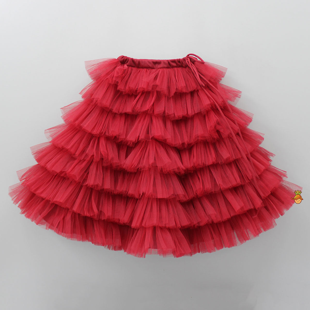 Maroon Sequined Cape Style Top With Multi Layered Frilly Lehenga