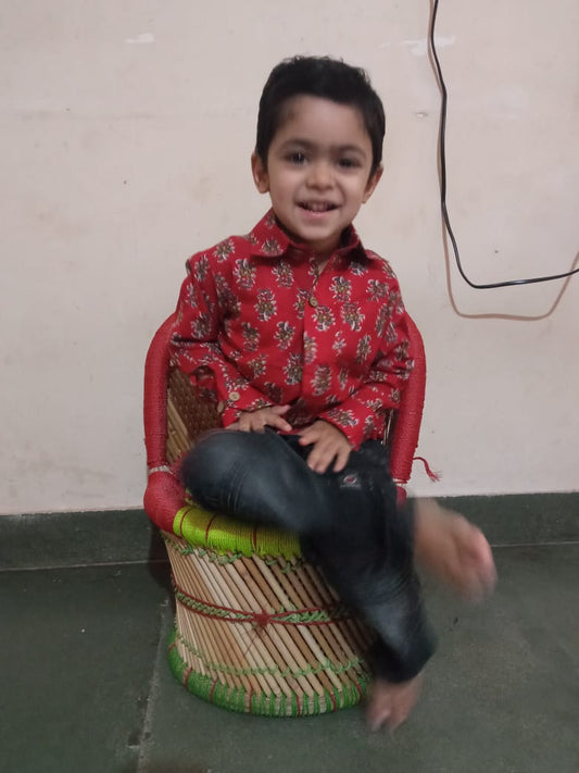 Red Sanganeri Shirt for Boy Kids